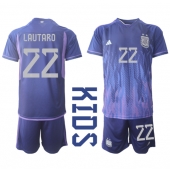 Argentina Lautaro Martinez #22 Replika Bortatröja Barn VM 2022 Kortärmad (+ byxor)