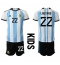 Argentina Lautaro Martinez #22 Replika Hemmatröja Barn VM 2022 Kortärmad (+ byxor)