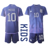 Argentina Lionel Messi #10 Replika Bortatröja Barn VM 2022 Kortärmad (+ byxor)