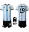 Argentina Nicolas Otamendi #19 Replika Hemmatröja Barn VM 2022 Kortärmad (+ byxor)