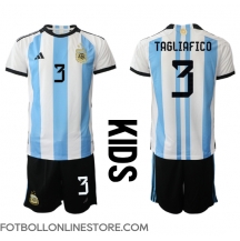 Argentina Nicolas Tagliafico #3 Replika Hemmatröja Barn VM 2022 Kortärmad (+ byxor)