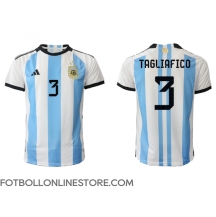 Argentina Nicolas Tagliafico #3 Replika Hemmatröja VM 2022 Kortärmad