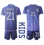 Argentina Paulo Dybala #21 Replika Bortatröja Barn VM 2022 Kortärmad (+ byxor)