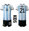 Argentina Paulo Dybala #21 Replika Hemmatröja Barn VM 2022 Kortärmad (+ byxor)