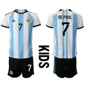 Argentina Rodrigo de Paul #7 Replika Hemmatröja Barn VM 2022 Kortärmad (+ byxor)