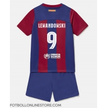 Barcelona Robert Lewandowski #9 Replika Hemmatröja Barn 2023-24 Kortärmad (+ byxor)