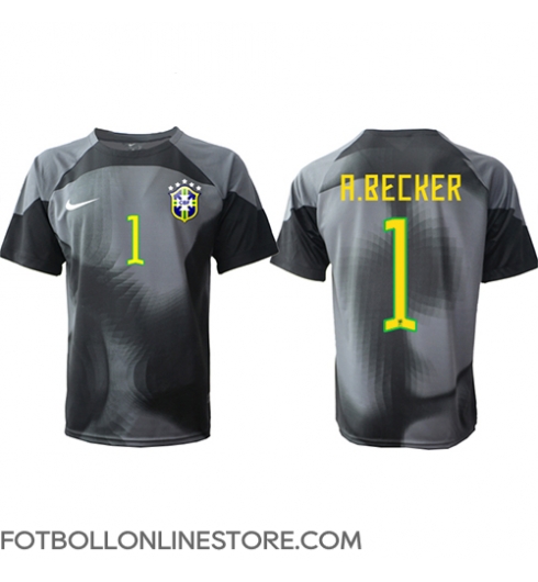 Brasilien Alisson Becker #1 Målvakt Replika Hemmatröja VM 2022 Kortärmad