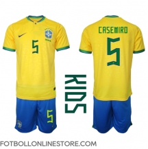 Brasilien Casemiro #5 Replika Hemmatröja Barn VM 2022 Kortärmad (+ byxor)
