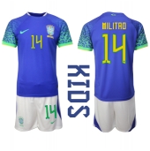 Brasilien Eder Militao #14 Replika Bortatröja Barn VM 2022 Kortärmad (+ byxor)