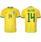 Brasilien Eder Militao #14 Replika Hemmatröja VM 2022 Kortärmad