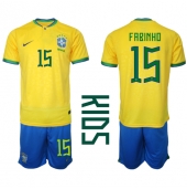 Brasilien Fabinho #15 Replika Hemmatröja Barn VM 2022 Kortärmad (+ byxor)