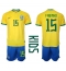 Brasilien Fabinho #15 Replika Hemmatröja Barn VM 2022 Kortärmad (+ byxor)