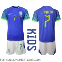 Brasilien Lucas Paqueta #7 Replika Bortatröja Barn VM 2022 Kortärmad (+ byxor)