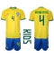 Brasilien Marquinhos #4 Replika Hemmatröja Barn VM 2022 Kortärmad (+ byxor)