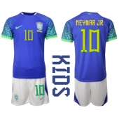 Brasilien Neymar Jr #10 Replika Bortatröja Barn VM 2022 Kortärmad (+ byxor)