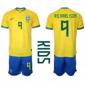 Brasilien Richarlison #9 Replika Hemmatröja Barn VM 2022 Kortärmad (+ byxor)