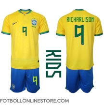 Brasilien Richarlison #9 Replika Hemmatröja Barn VM 2022 Kortärmad (+ byxor)