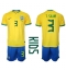 Brasilien Thiago Silva #3 Replika Hemmatröja Barn VM 2022 Kortärmad (+ byxor)