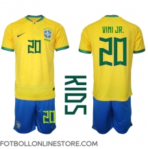Brasilien Vinicius Junior #20 Replika Hemmatröja Barn VM 2022 Kortärmad (+ byxor)