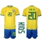 Brasilien Vinicius Junior #20 Replika Hemmatröja Barn VM 2022 Kortärmad (+ byxor)