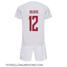 Danmark Kasper Dolberg #12 Replika Bortatröja Barn VM 2022 Kortärmad (+ byxor)