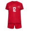 Danmark Kasper Dolberg #12 Replika Hemmatröja Barn VM 2022 Kortärmad (+ byxor)