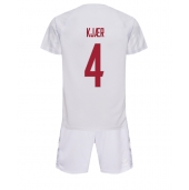 Danmark Simon Kjaer #4 Replika Bortatröja Barn VM 2022 Kortärmad (+ byxor)