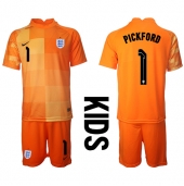 England Jordan Pickford #1 Målvakt Replika Bortatröja Barn VM 2022 Kortärmad (+ byxor)