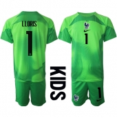 Frankrike Hugo Lloris #1 Målvakt Replika Bortatröja Barn VM 2022 Kortärmad (+ byxor)