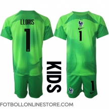 Frankrike Hugo Lloris #1 Målvakt Replika Bortatröja Barn VM 2022 Kortärmad (+ byxor)
