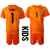Frankrike Hugo Lloris #1 Målvakt Replika Hemmatröja Barn VM 2022 Kortärmad (+ byxor)