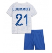 Frankrike Lucas Hernandez #21 Replika Bortatröja Barn VM 2022 Kortärmad (+ byxor)