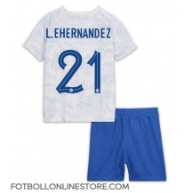 Frankrike Lucas Hernandez #21 Replika Bortatröja Barn VM 2022 Kortärmad (+ byxor)