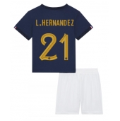 Frankrike Lucas Hernandez #21 Replika Hemmatröja Barn VM 2022 Kortärmad (+ byxor)