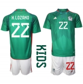 Mexiko Hirving Lozano #22 Replika Hemmatröja Barn VM 2022 Kortärmad (+ byxor)