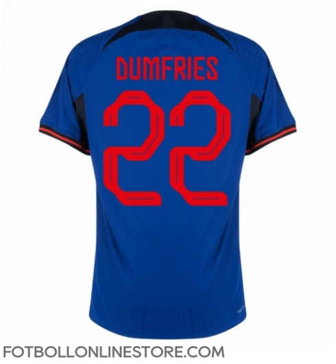 Nederländerna Denzel Dumfries #22 Replika Bortatröja VM 2022 Kortärmad
