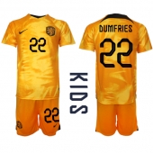 Nederländerna Denzel Dumfries #22 Replika Hemmatröja Barn VM 2022 Kortärmad (+ byxor)