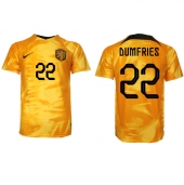 Nederländerna Denzel Dumfries #22 Replika Hemmatröja VM 2022 Kortärmad