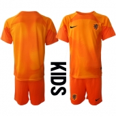Nederländerna Målvakt Replika Bortatröja Barn VM 2022 Kortärmad (+ byxor)