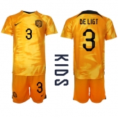 Nederländerna Matthijs de Ligt #3 Replika Hemmatröja Barn VM 2022 Kortärmad (+ byxor)