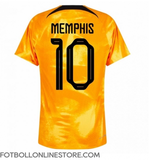 Nederländerna Memphis Depay #10 Replika Hemmatröja VM 2022 Kortärmad