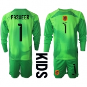Nederländerna Remko Pasveer #1 Målvakt Replika Hemmatröja Barn VM 2022 Långärmad (+ byxor)