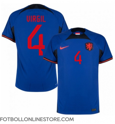 Nederländerna Virgil van Dijk #4 Replika Bortatröja VM 2022 Kortärmad