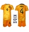 Nederländerna Virgil van Dijk #4 Replika Hemmatröja Barn VM 2022 Kortärmad (+ byxor)