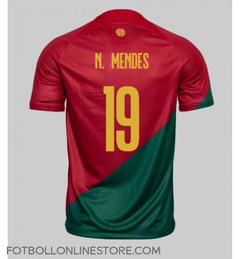 Portugal Nuno Mendes #19 Replika Hemmatröja VM 2022 Kortärmad