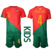 Portugal Ruben Dias #4 Replika Hemmatröja Barn VM 2022 Kortärmad (+ byxor)