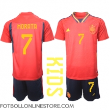 Spanien Alvaro Morata #7 Replika Hemmatröja Barn VM 2022 Kortärmad (+ byxor)