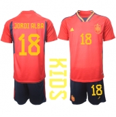 Spanien Jordi Alba #18 Replika Hemmatröja Barn VM 2022 Kortärmad (+ byxor)